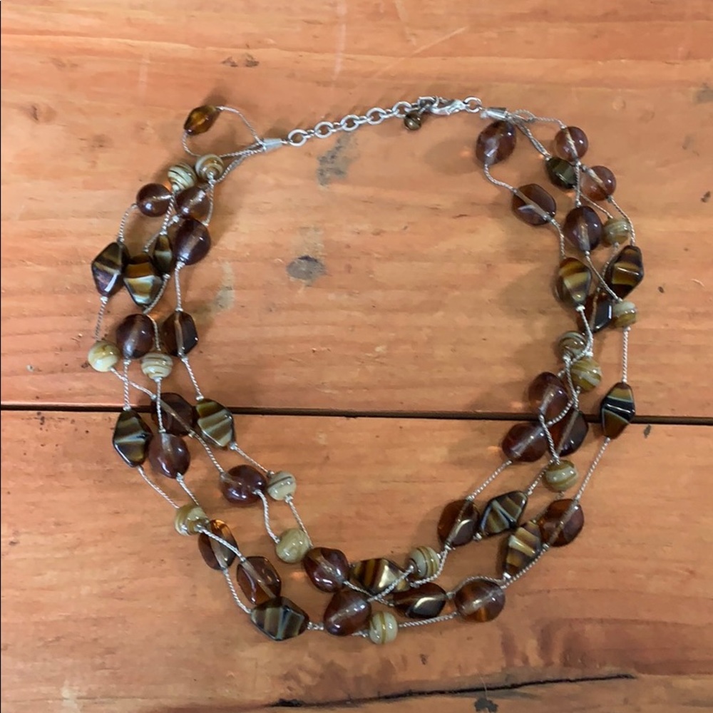 Earthtone beaded statement necklace